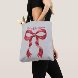 Tote Bag Joyeux Noël Rouge Coquette Arc Féminin