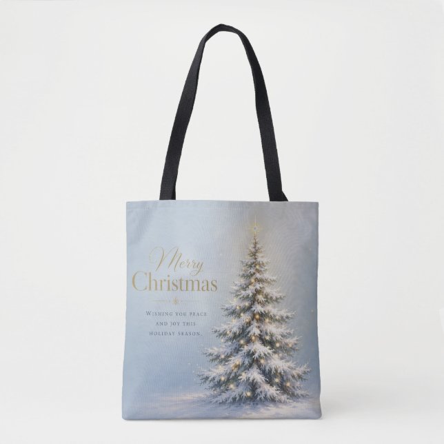 Tote Bag Joyeux Noël Sapin enneigé (Devant)