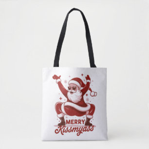 Tote Bag Joyeux Noël Snarky bisous à mon cul Santa sarcasti