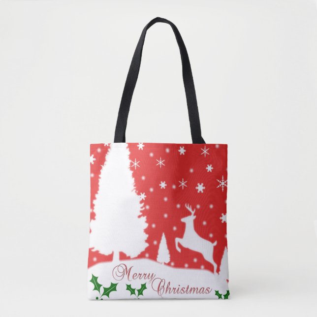 Tote Bag Joyeux Noël Snowflakes hiver (Devant)