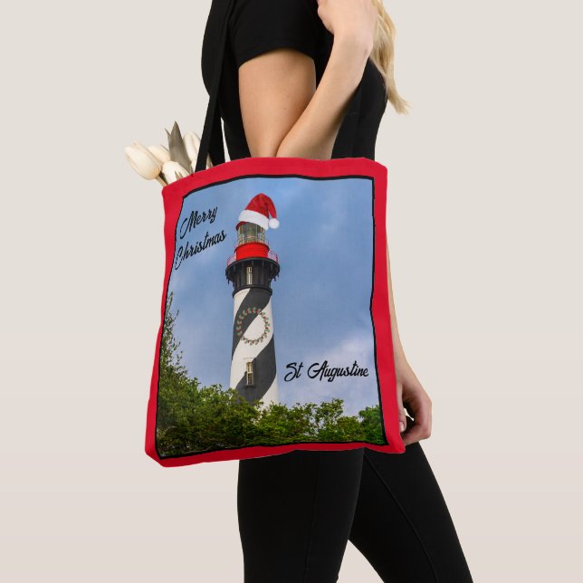 Tote Bag Joyeux Noël St Augustine Florida Lighthouse (De près)