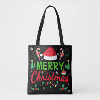 Tote Bag Joyeux Noël Typographie moderne Famille Noël