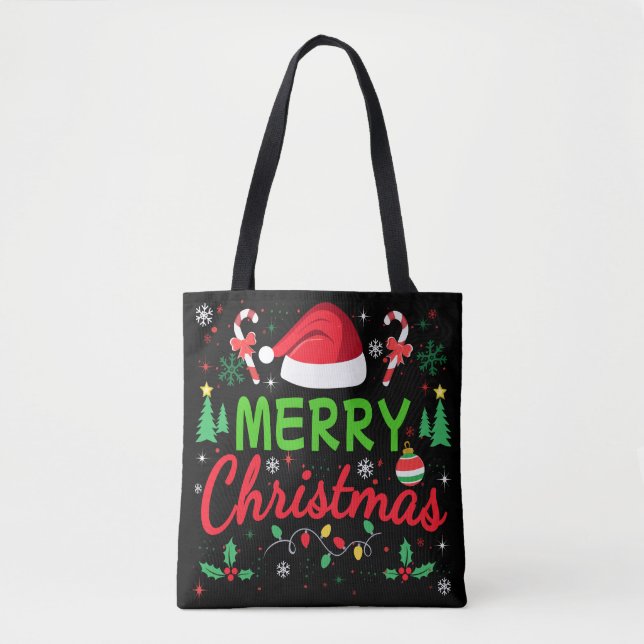Tote Bag Joyeux Noël Typographie moderne Famille Noël (Devant)