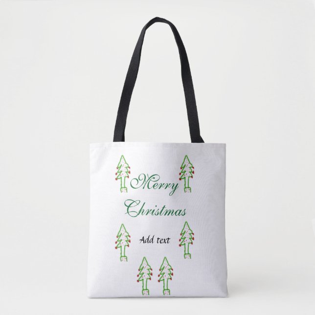 Tote Bag Joyeux Noël vert sapin rouge cerise de Noël (Devant)