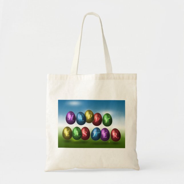 Tote Bag Joyeux Oeufs de Pâques colorés (Devant)