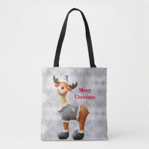 Tote Bag Joyeux orignal de Noël portant un casquette