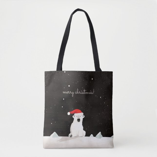 Tote Bag Joyeux Ours Polaire De Noël ! (Devant)