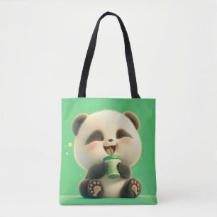 Tote Bag Joyeux Panda Sipping Thé