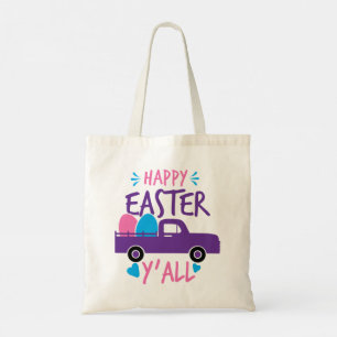 Tote Bag Joyeux Pâques Y'all moderne Egg Truck Favoriser