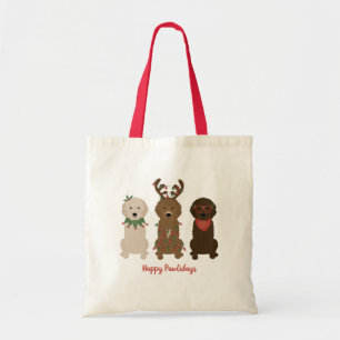 Tote Bag Joyeux Pawlidays Goldendoodle lumières de Noël