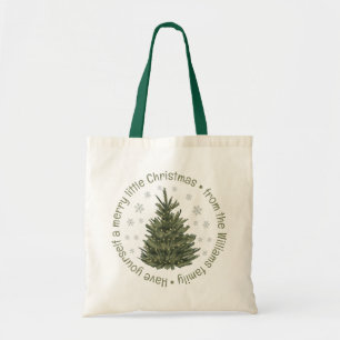 Tote Bag joyeux petit Noël, vert arbre de vacances
