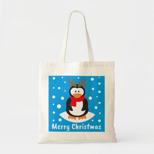 Tote Bag Joyeux pingouin de Noël (Devant)