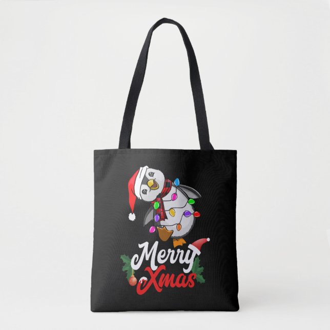 Tote Bag Joyeux pingouin de Noël (Devant)