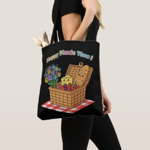 Tote Bag Joyeux Pique-nique ! Nourriture et Fleurs Mignonne