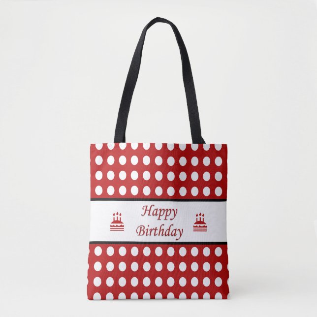 Tote Bag Joyeux point Polka d'anniversaire (Devant)