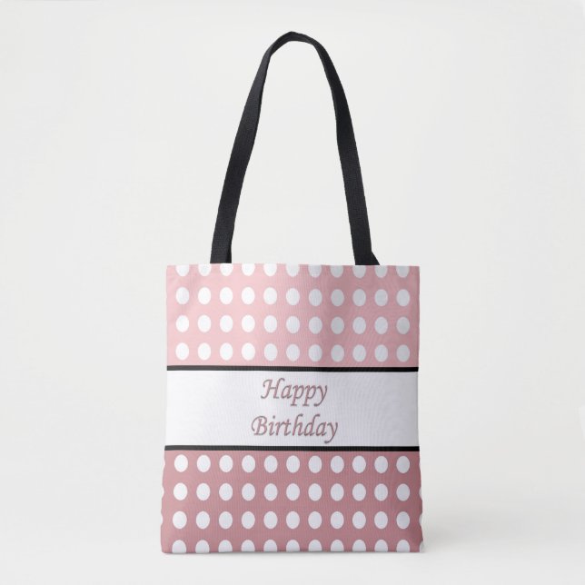 Tote Bag Joyeux point Polka d'anniversaire (Devant)
