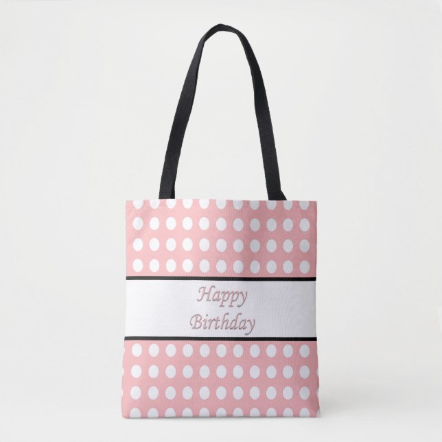 Tote Bag Joyeux point Polka d'anniversaire (Devant)
