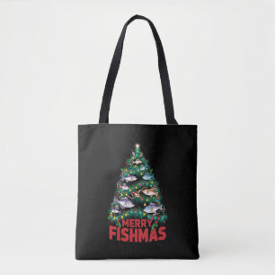 Tote Bag Joyeux Poissons de Noël Lumières Poissons Pêche