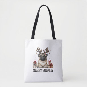 Tote Bag Joyeux Pugmas Joyeux Noël Drôle chien Carlin
