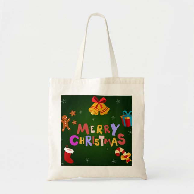 Tote Bag Joyeux rennes de Noël décoratifs personnalisés (Devant)