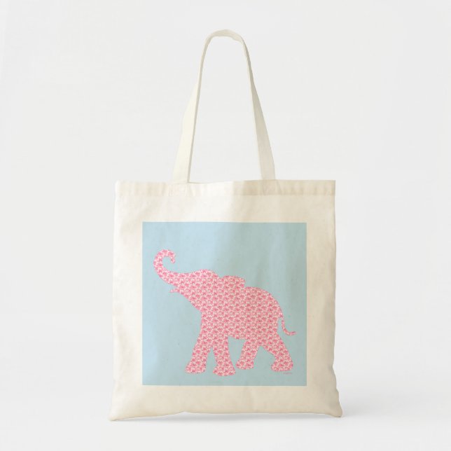 Tote Bag Joyeux rose Elephant-Art Motif moderne (Devant)