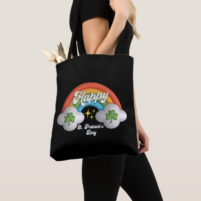 Tote Bag Joyeux Saint Patrick's Day mignon arc-en-ciel (De près)