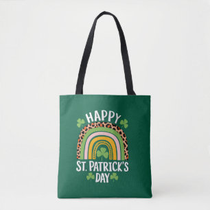 Tote Bag Joyeux Saint Patrick's Day Shamrock arc-en-ciel