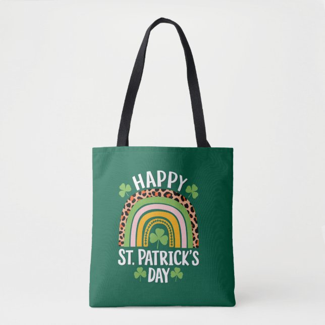 Tote Bag Joyeux Saint Patrick's Day Shamrock arc-en-ciel (Devant)