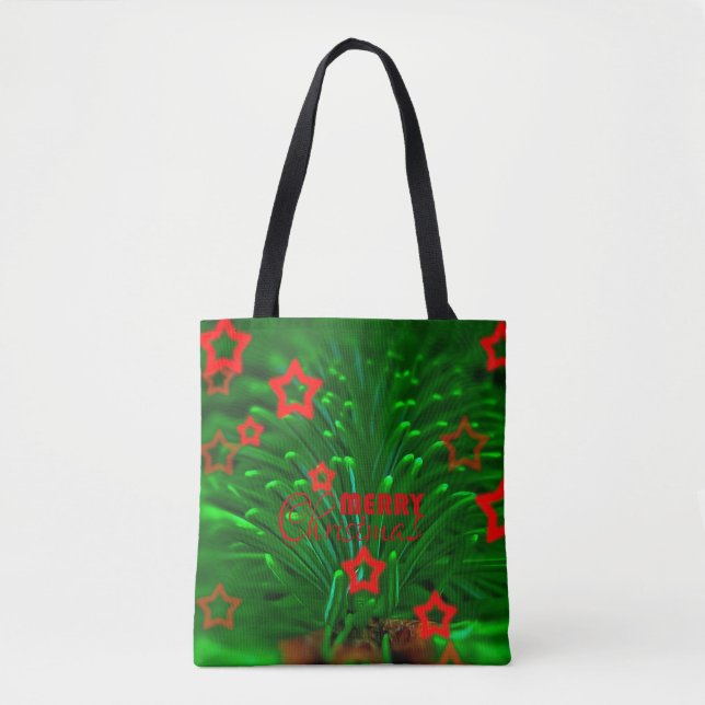 Tote Bag Joyeux sapin de Noël Branche et étoiles (Devant)