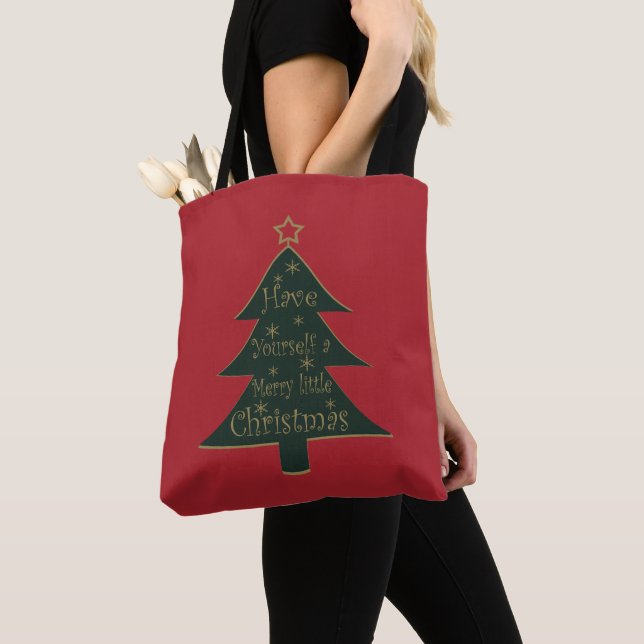 Tote Bag Joyeux sapin décoré de Noël (De près)