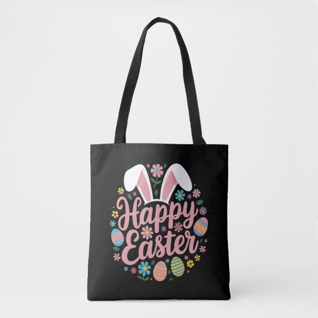 Tote Bag Joyeux Sayings de Pâques Oeuf Bunny (Devant)
