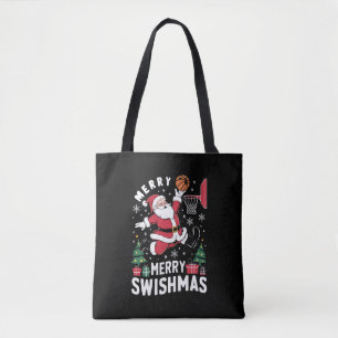Tote Bag Joyeux Swishmas Noël Santa jouant au basket-ball