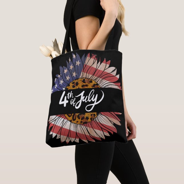 Tote Bag Joyeux T-shirt Femme 4 juillet tournesol (De près)