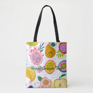Tote Bag Joyeux temps d'été fruits coloré motif lumineux