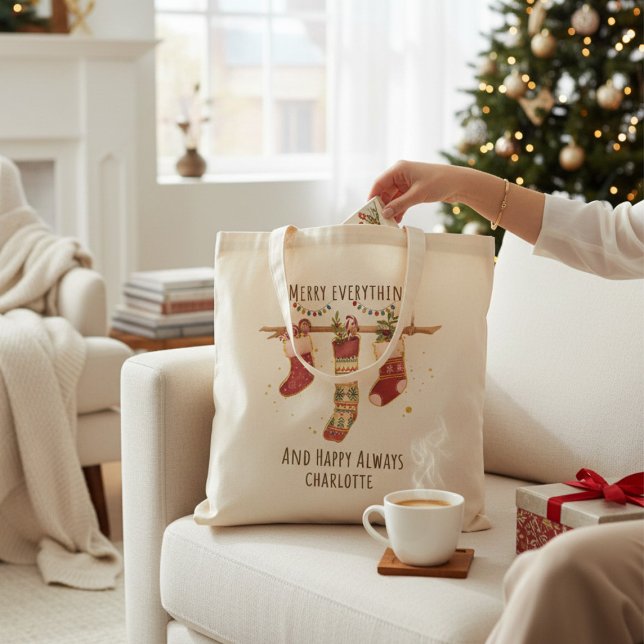 Tote Bag Joyeux Tout Joyeux Joyeux Toujours Les Bas de Noël (Créateur téléchargé)