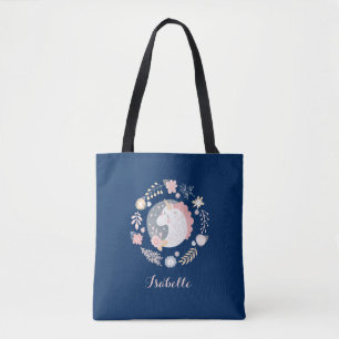 Tote Bag Joyeux Unicorn Cute marine personnalisée