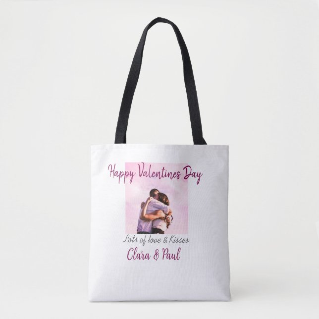Tote Bag Joyeux Valentines jour moderne baisers amour ajout (Devant)