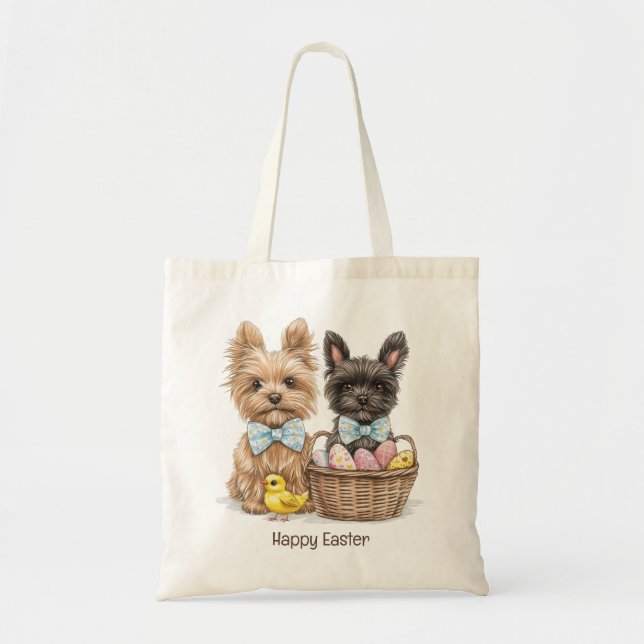 Tote Bag Joyeux Yorkshire Terrier Chiens de Pâques (Devant)