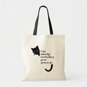 Tote Bag Judgmental Cat Silently Correcting Your Grammar