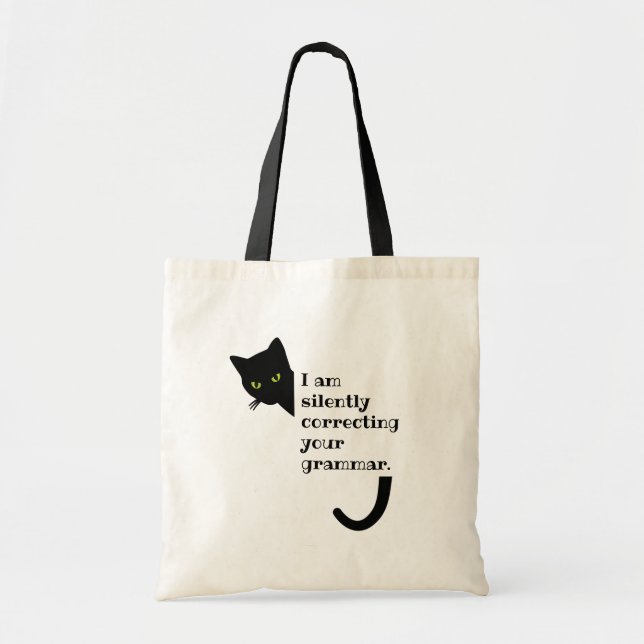 Tote Bag Judgmental Cat Silently Correcting Your Grammar (Devant)
