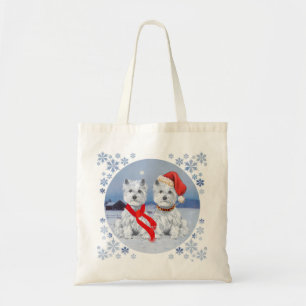 Tote Bag Jumelles Westies un soir d'hiver
