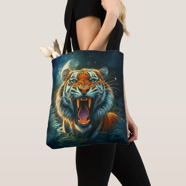 Tote Bag Jungle au clair de lune de tigres (De près)