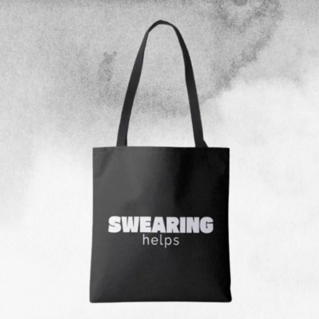 Tote Bag Jurer aide à soulager le stress drôle | Blanc (Créateur téléchargé)