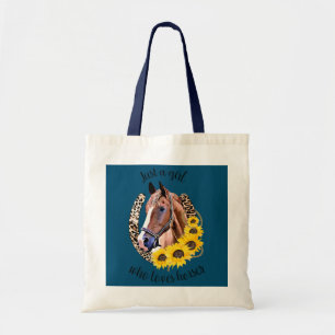 Tote Bag Just A Girl Who Loves Horses Sunflowers Leopard