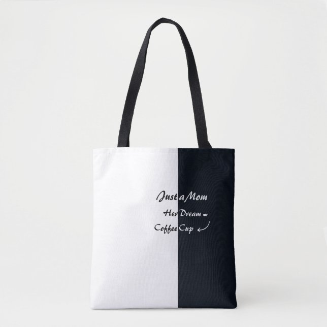 Tote Bag Just a Mom Coffee Dream Minimal Typography (Devant)