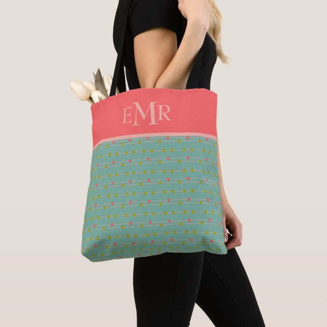 Tote Bag Just Happy Points sur Chaînes Monogramme (De près)