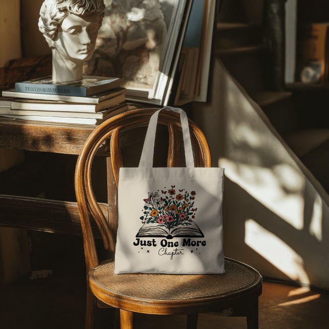Tote Bag Just One More Chapter Floral Book (Créateur téléchargé)