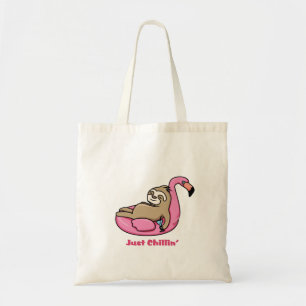 Tote Bag JUSTE CHILLIN' - Flamant rose rose et paresseux