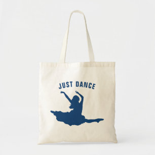 Tote Bag Juste Danse texte Bleu Danseur Silhouette
