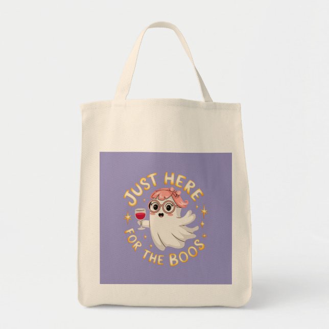Tote Bag Juste ici pour les Boos - Drôle Halloween Ghost (Devant)